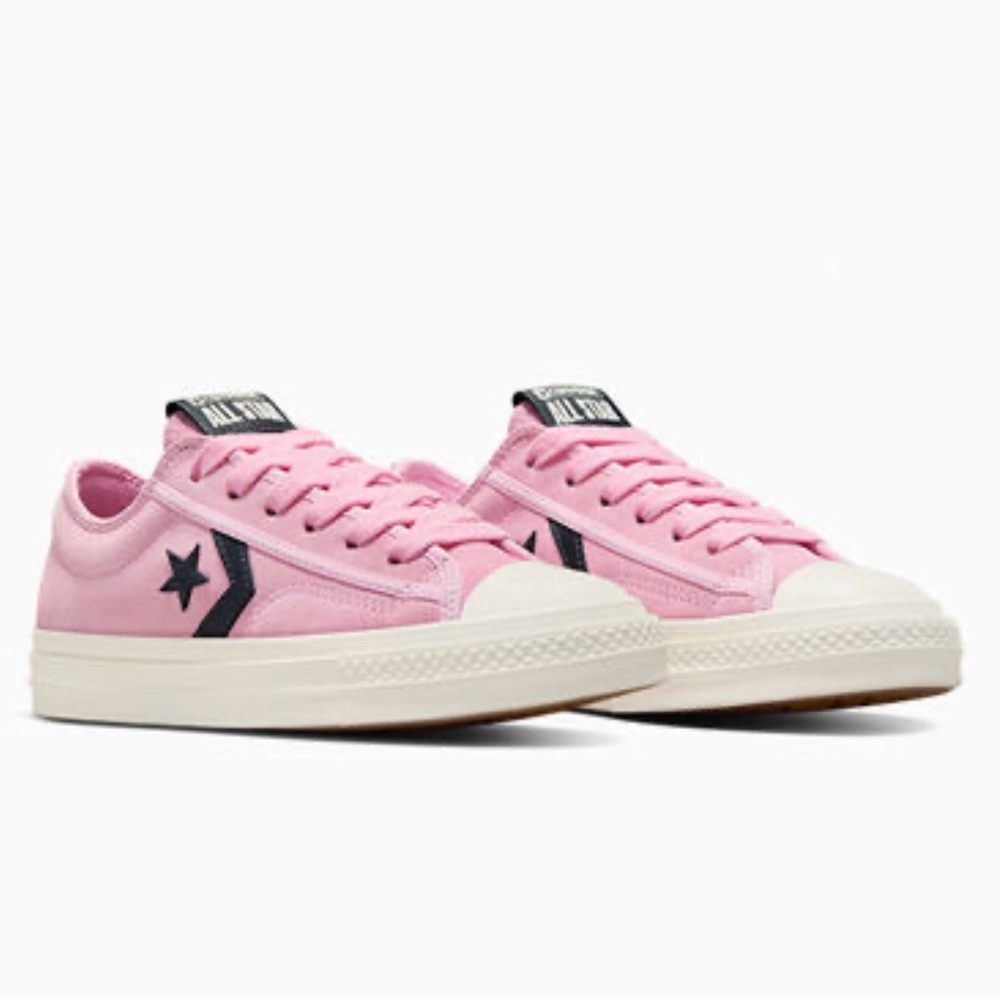 Converse Pink Low-Top Sneakers with Black Star Chevron